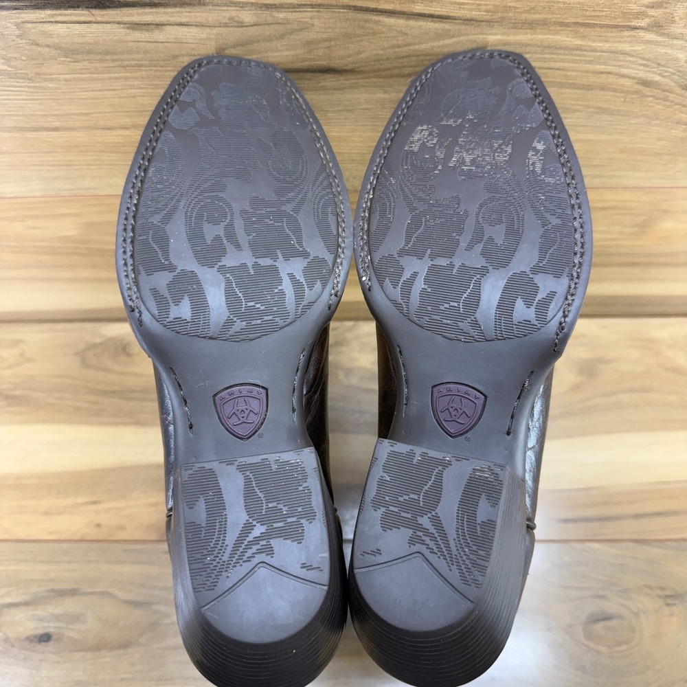 Ariat Brown Embroidered Leather Western Ankle Boots - Picture 9 of 12